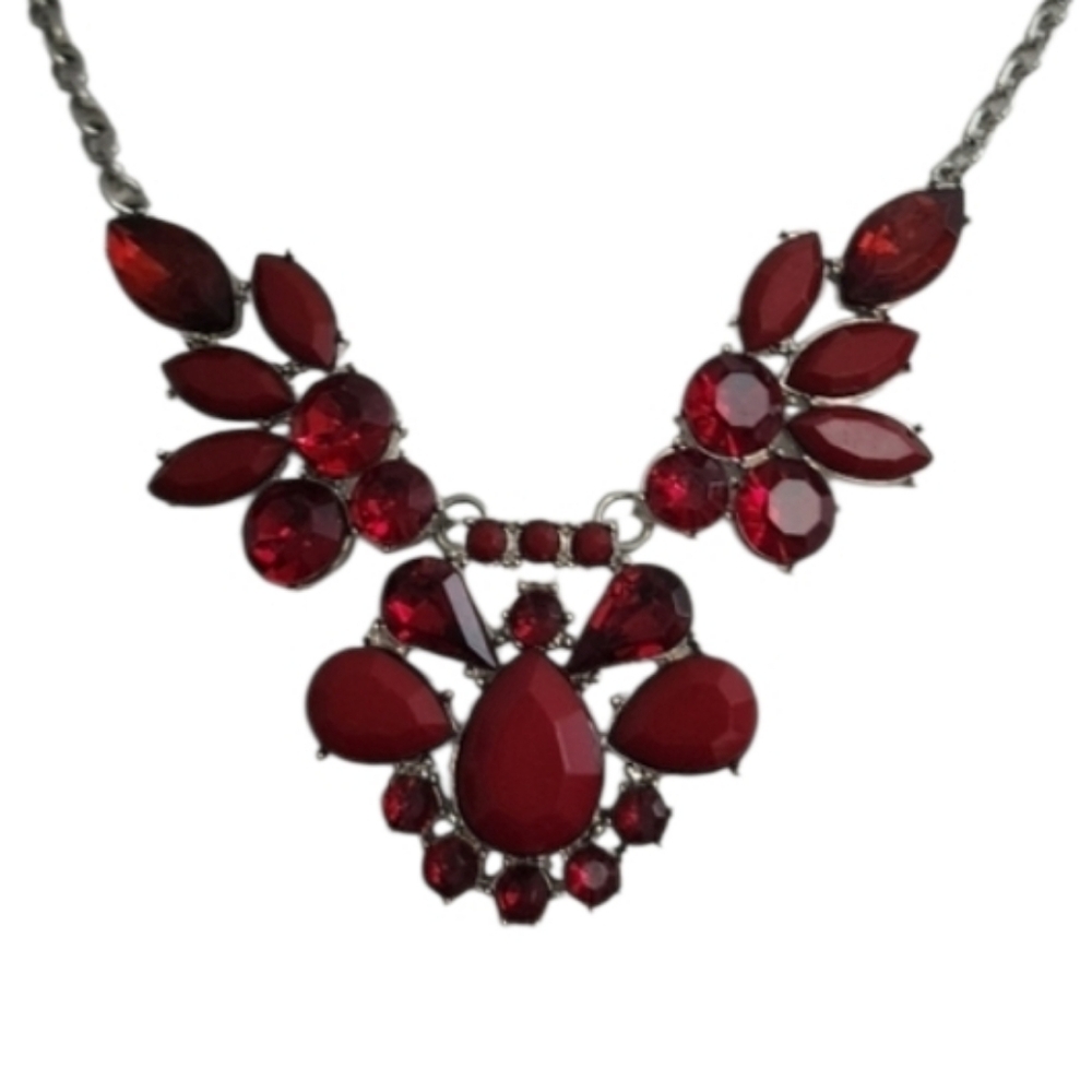 Chic Ruby Red Statement Necklace - image 1
